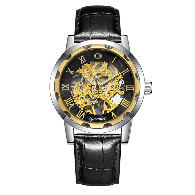 Steel Strip Hollow Gold Mechanical Watch