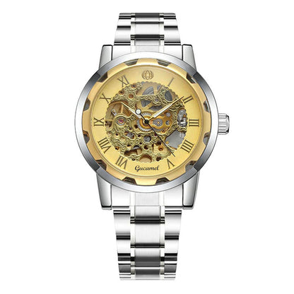 Steel Strip Hollow Gold Mechanical Watch