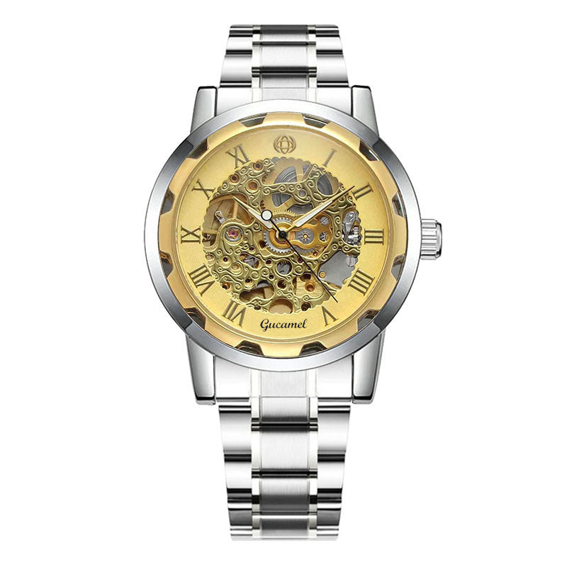 Steel Strip Hollow Gold Mechanical Watch