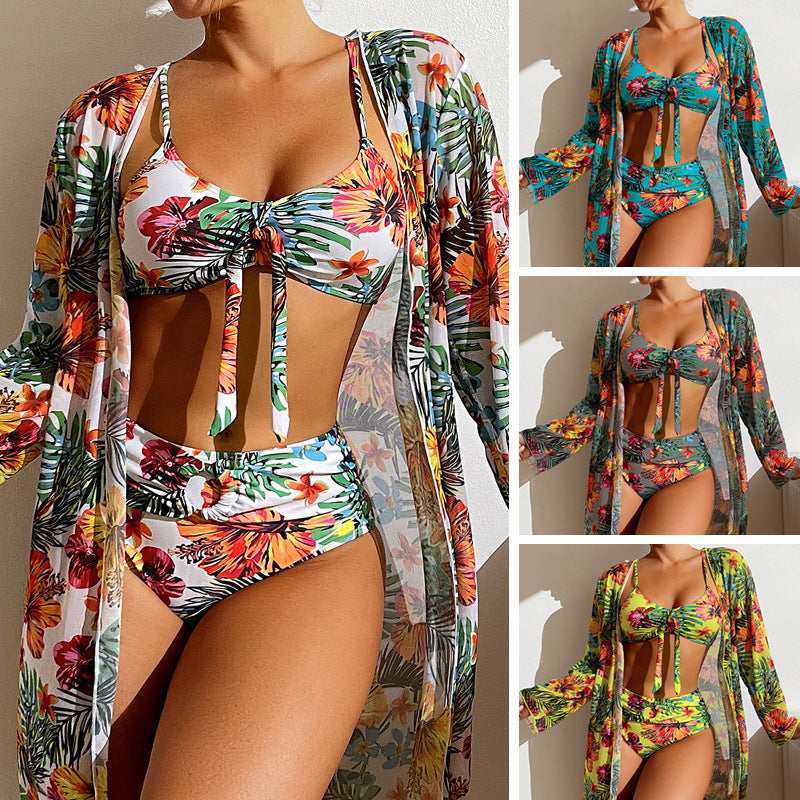 Plus Size Bikini & Long Blouse Set