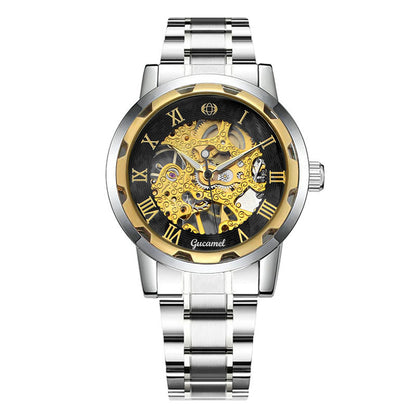 Steel Strip Hollow Gold Mechanical Watch