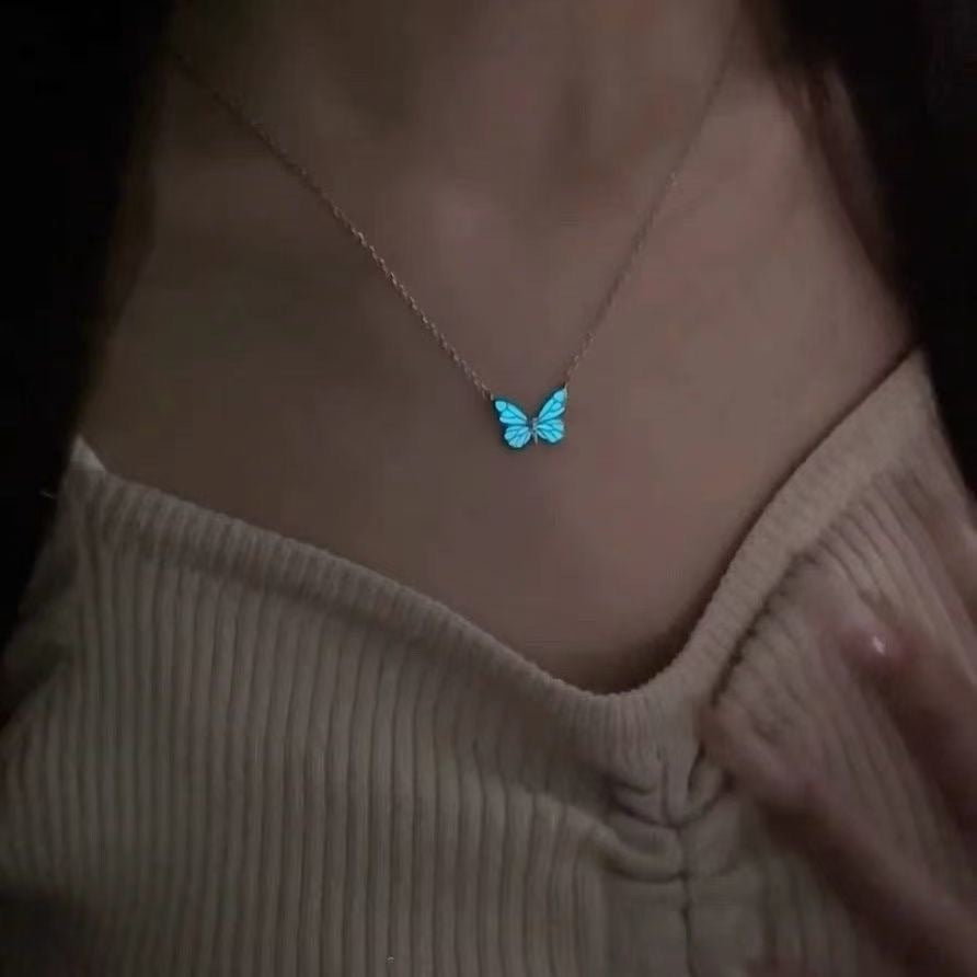 Luminous Blue Butterfly Jewelry Set