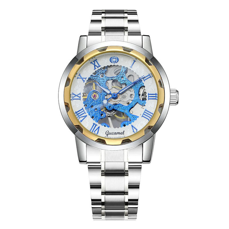 Steel Strip Hollow Gold Mechanical Watch