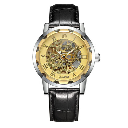 Steel Strip Hollow Gold Mechanical Watch