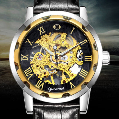 Steel Strip Hollow Gold Mechanical Watch