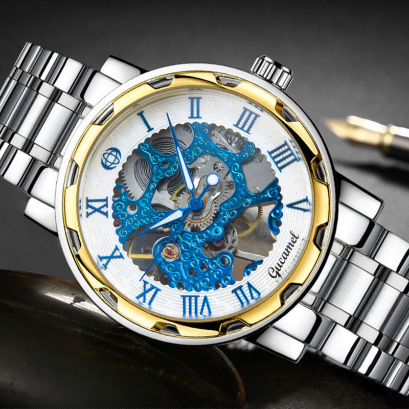 Steel Strip Hollow Gold Mechanical Watch