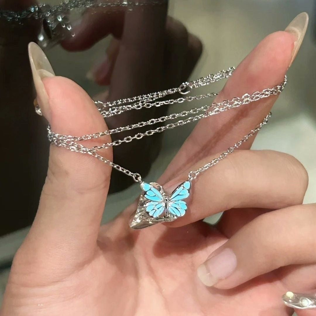 Luminous Blue Butterfly Jewelry Set