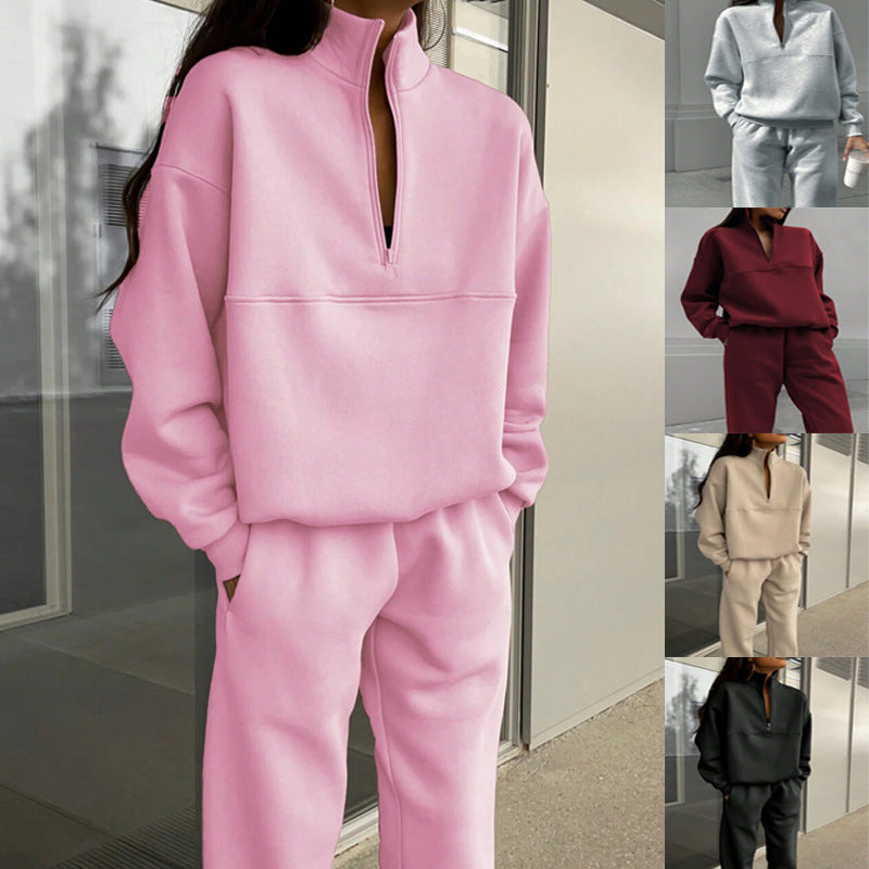 Women's Sporty Zip-Up Sweatshirt Suit