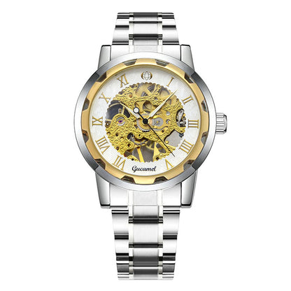 Steel Strip Hollow Gold Mechanical Watch