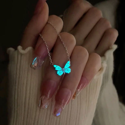 Luminous Blue Butterfly Jewelry Set