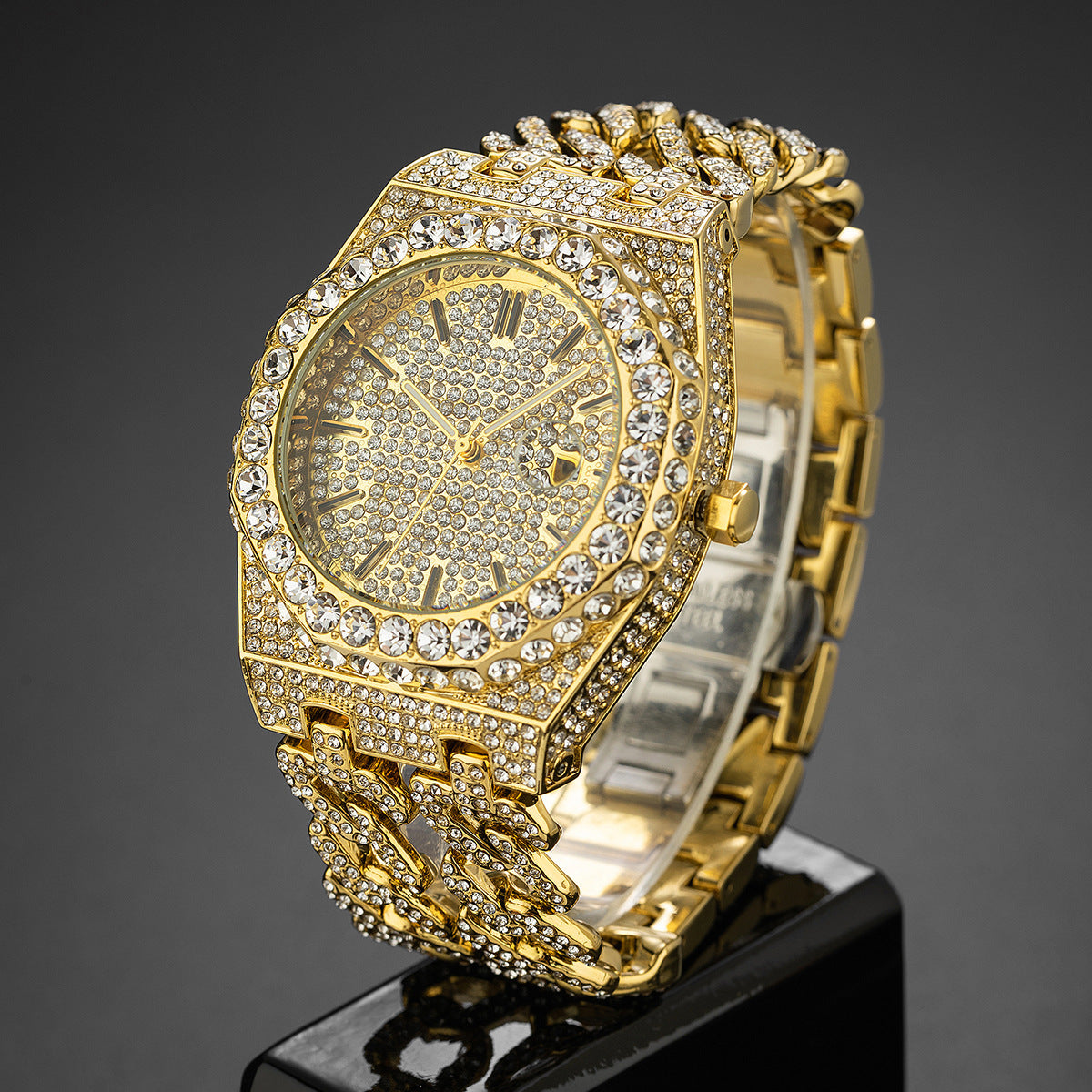 Iced Diamond Cuban Link Chain Watch