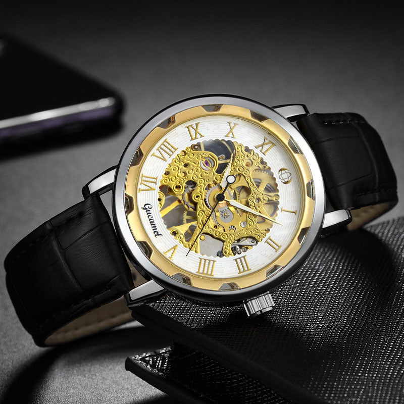 Steel Strip Hollow Gold Mechanical Watch