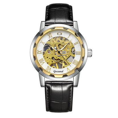 Steel Strip Hollow Gold Mechanical Watch